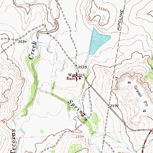 Topographic Map of Word Ranch, TX