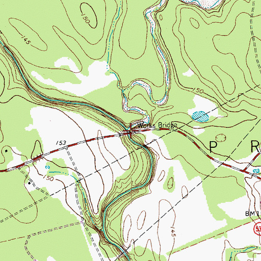 Topographic Map of Works Bridge, TX