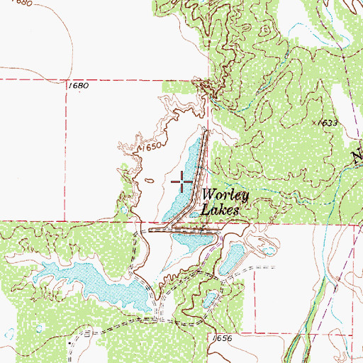 Topographic Map of Worley Lake, TX