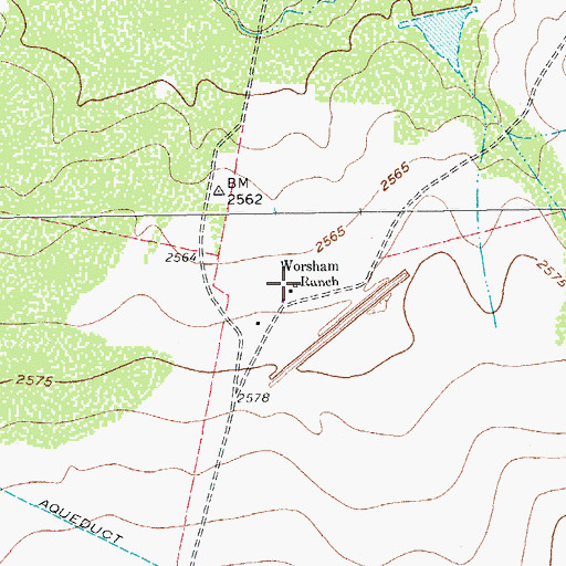 Topographic Map of Worsham Ranch, TX
