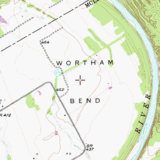 Topographic Map of Wortham Bend, TX