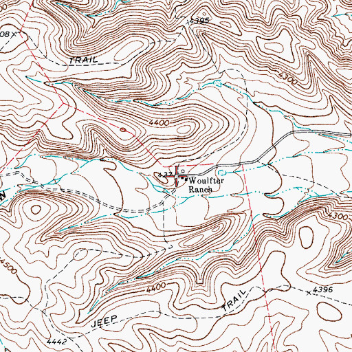 Topographic Map of Woulfter Ranch, TX