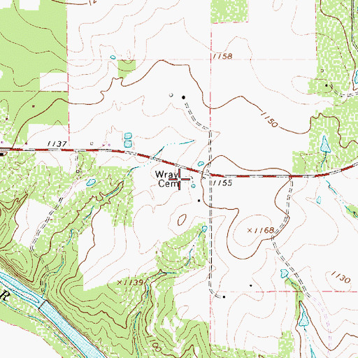 Topographic Map of Wray Cemetery, TX