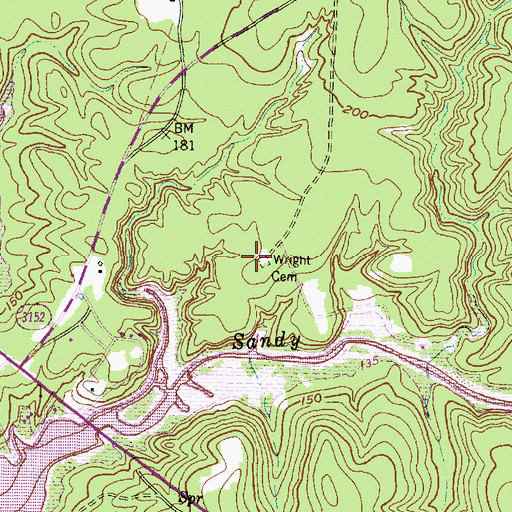 Topographic Map of Wright Cemetery, TX
