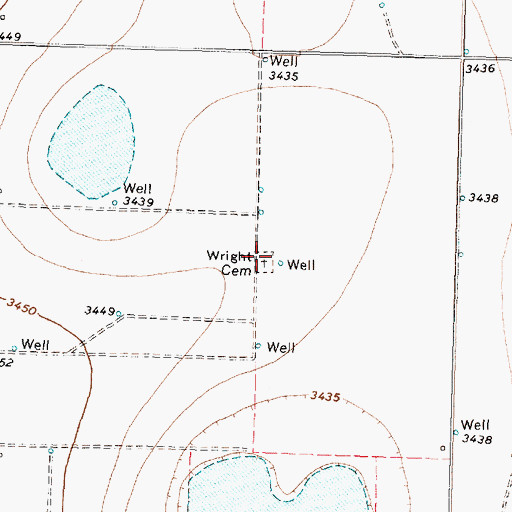 Topographic Map of Wright Cemetery, TX