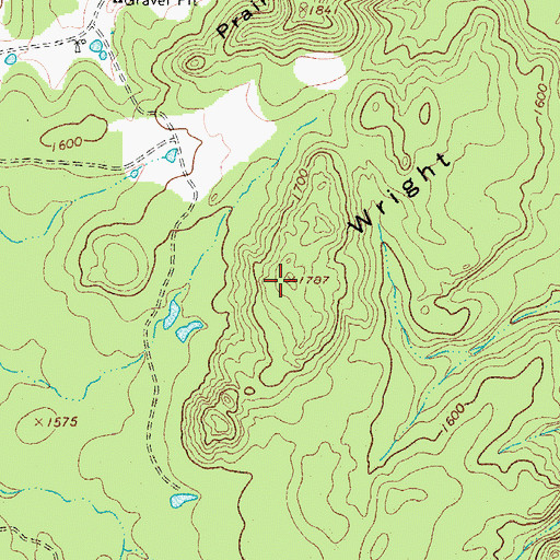 Topographic Map of Wright Knobs, TX