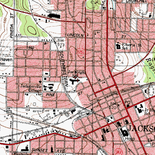 Topographic Map of Wright School, TX