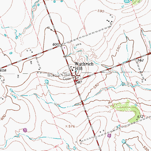 Topographic Map of Wuthrich Hill Cemetery, TX