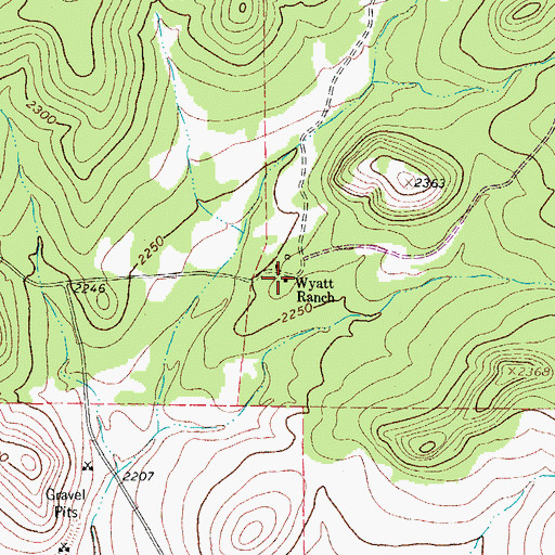 Topographic Map of Wyatt Ranch, TX