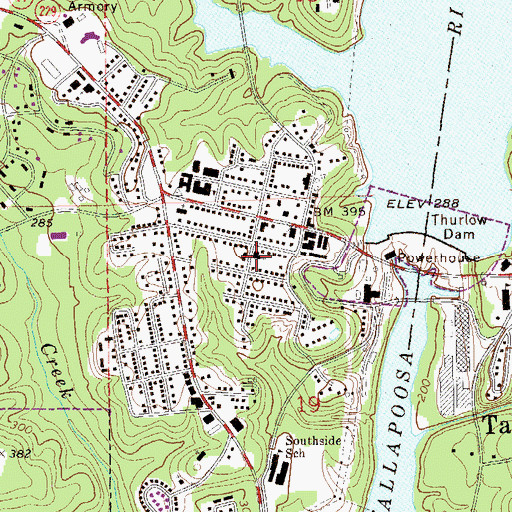 Topographic Map of First Baptist Church, AL