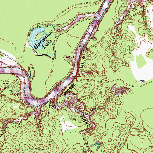 Topographic Map of Wyser Bluff, TX
