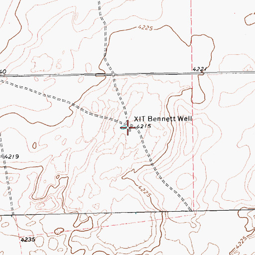 Topographic Map of XIT Bennett Well, TX