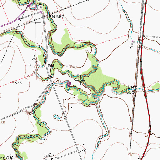 Topographic Map of Yankee Branch, TX