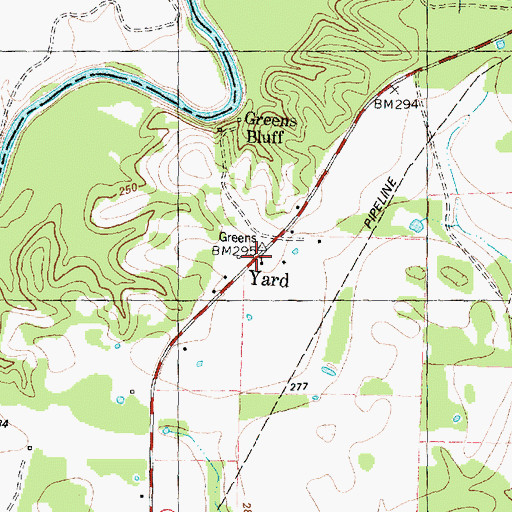 Topographic Map of Yard School, TX