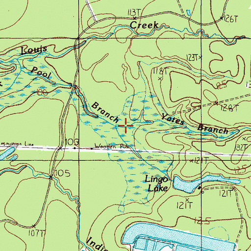 Topographic Map of Yates Branch, TX