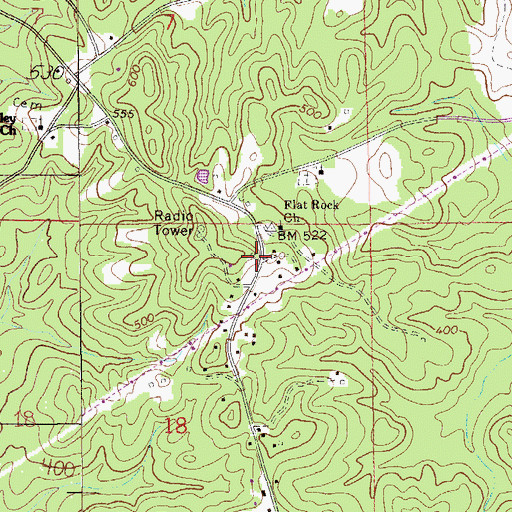 Topographic Map of Flat Rock School (historical), AL