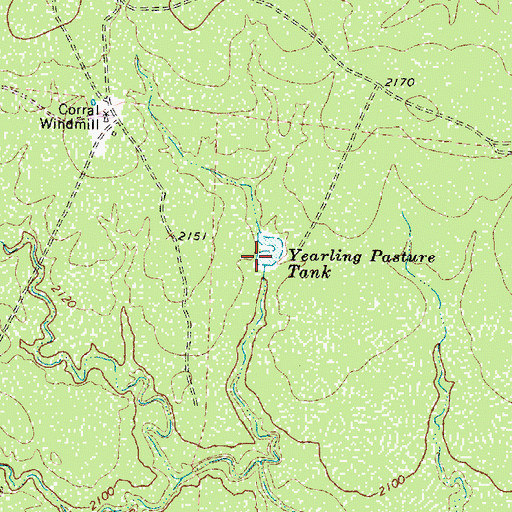 Topographic Map of Yearling Pasture Tank, TX