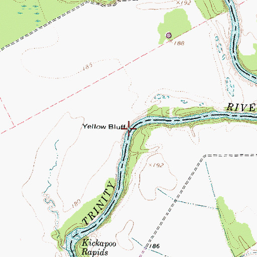 Topographic Map of Yellow Bluff, TX