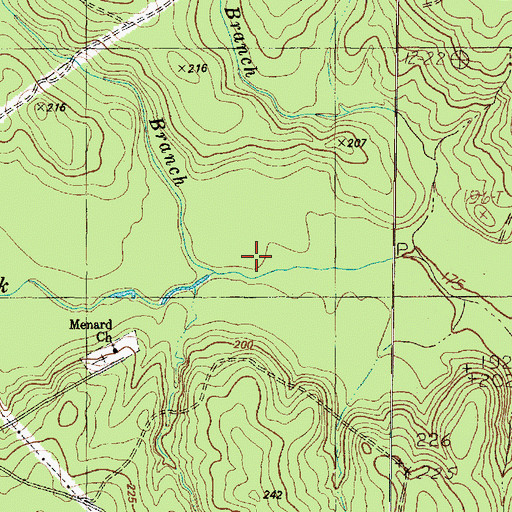 Topographic Map of Yellow Branch, TX