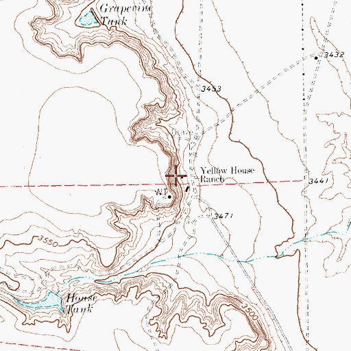 Topographic Map of Yellow House Ranch, TX