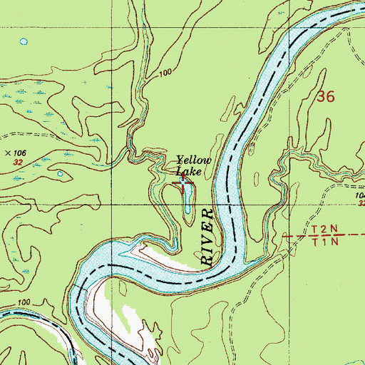 Topographic Map of Yellow Lake, TX