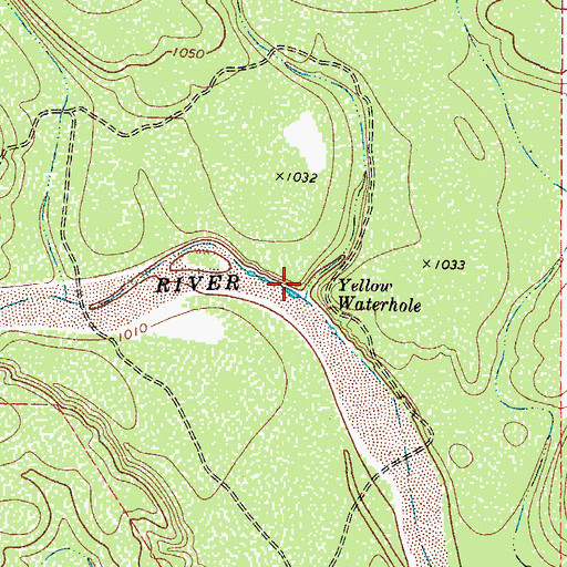 Topographic Map of Yellow Waterhole, TX