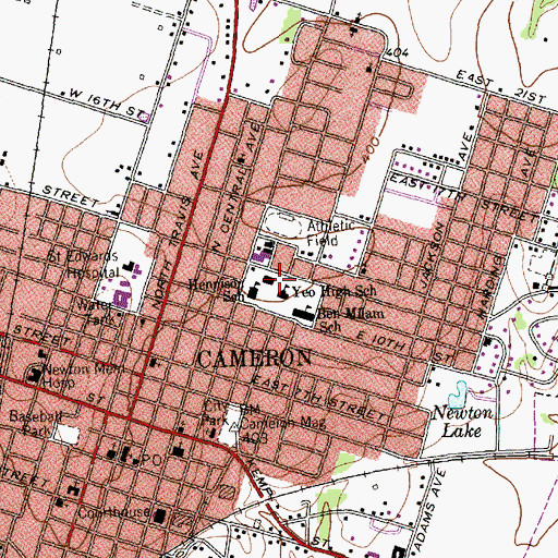 Topographic Map of Yeo High School, TX