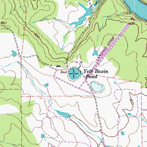 Topographic Map of Yett Basin Pond, TX