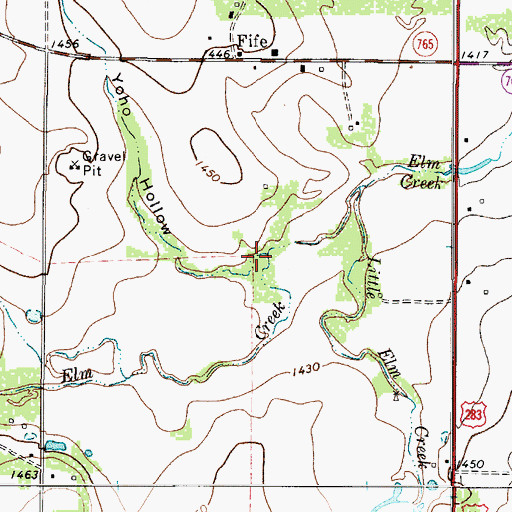 Topographic Map of Yoho Hollow, TX