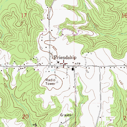 Topographic Map of Friendship School (historical), AL