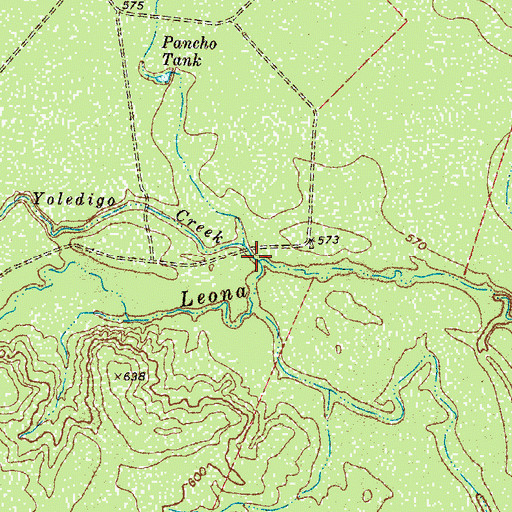 Topographic Map of Yoledigo Creek, TX