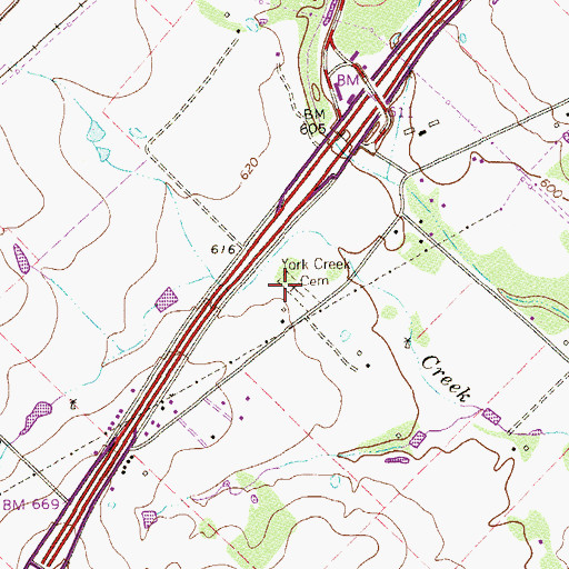 Topographic Map of York Creek Cemetery, TX