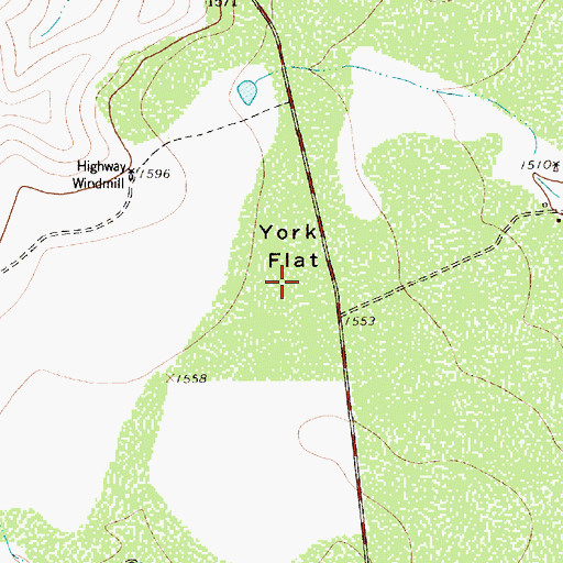 Topographic Map of York Flat, TX