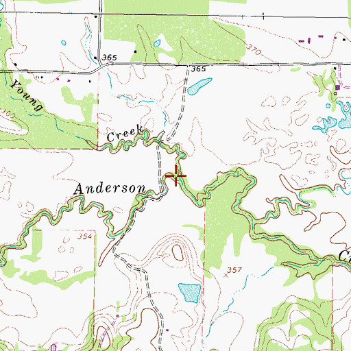 Topographic Map of Young Creek, TX