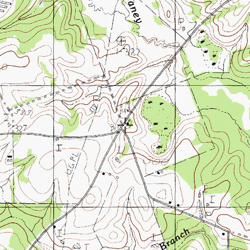 Topographic Map of Youngblood Church, TX