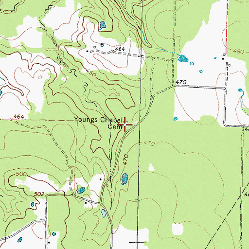 Topographic Map of Youngs Chapel Cemetery, TX