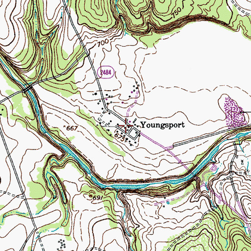 Topographic Map of Youngsport, TX