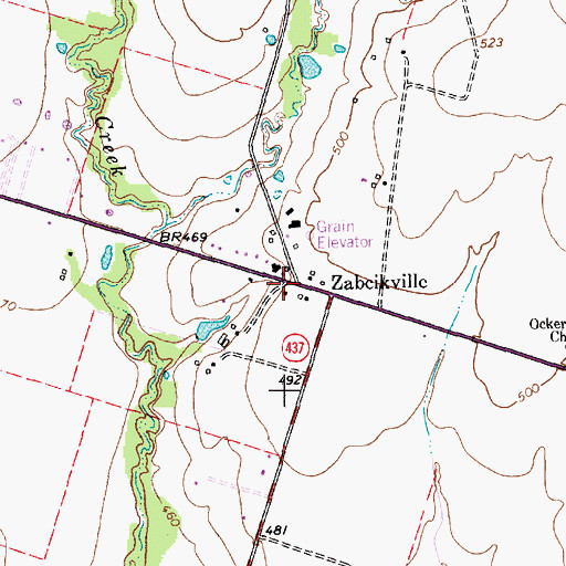 Topographic Map of Zabcikville, TX