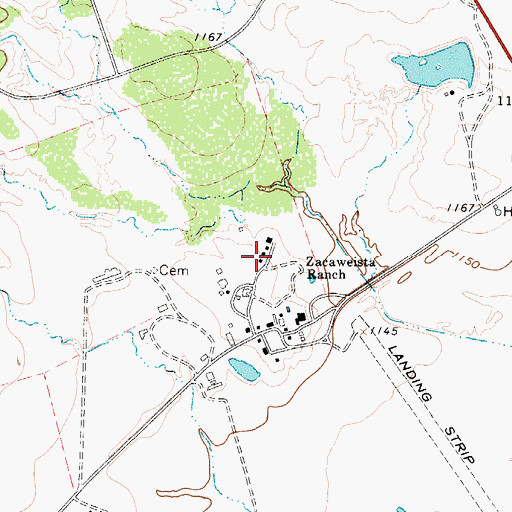 Topographic Map of Zacaweista Ranch, TX