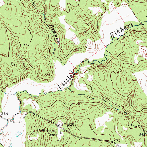 Topographic Map of Zach Branch, TX