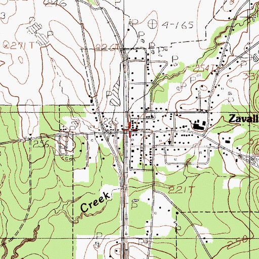 Topographic Map of Zavalla, TX