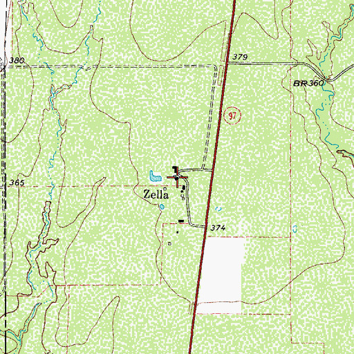 Topographic Map of Zella, TX
