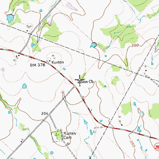 Topographic Map of Zion Church, TX