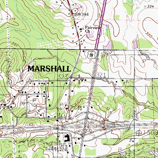Topographic Map of Zion Church, TX