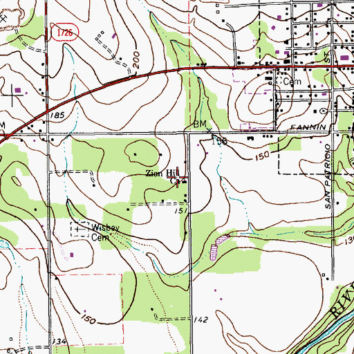 Topographic Map of Zion Hill Church, TX