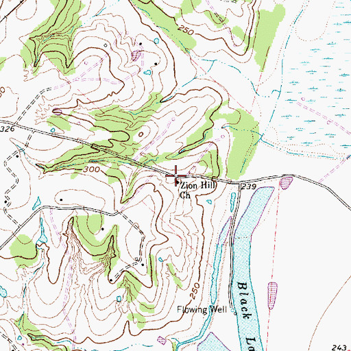 Topographic Map of Zion Hill Church, TX