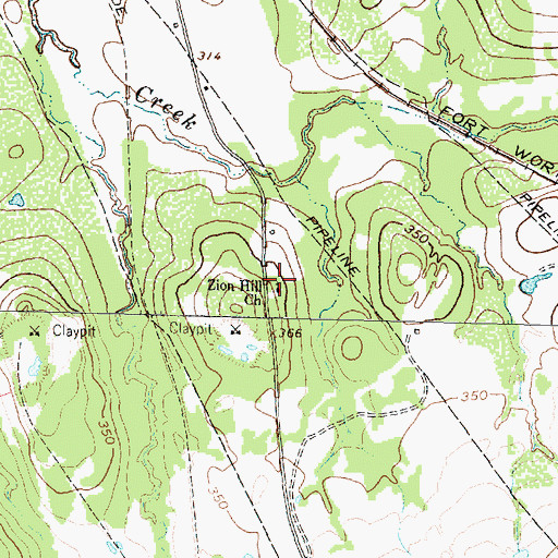 Topographic Map of Zion Hill Church, TX
