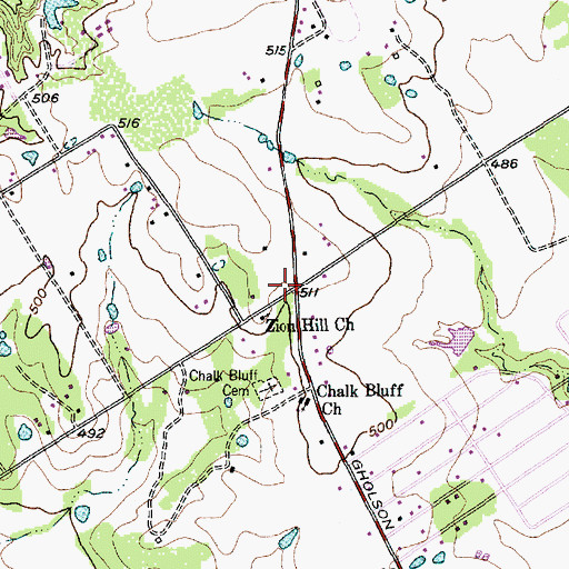 Topographic Map of Zion Hill Church, TX
