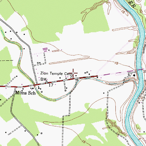 Topographic Map of Zion Temple Cemetery, TX
