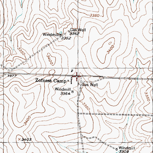 Topographic Map of Zofness Camp, TX